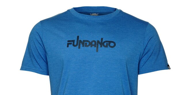 Pánské modré tričko s krátkým rukávem a černým potiskem Fundango