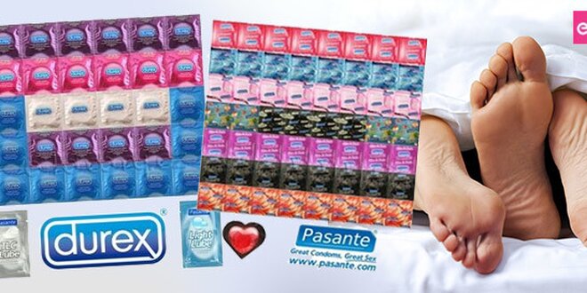 Maxi balení kondomů Durex a Pasante