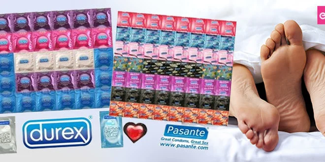 Maxi balení kondomů Durex a Pasante