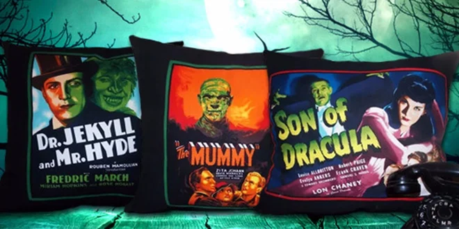 Bavlněné polštářky s potiskem klasických horrorových plakátů