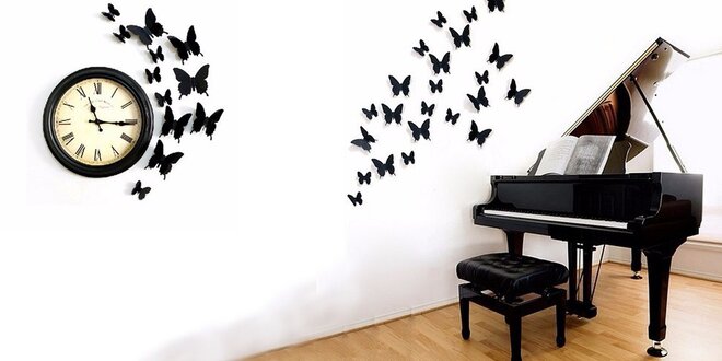 3D dekorace na zeď – sada 12 ks motýlků