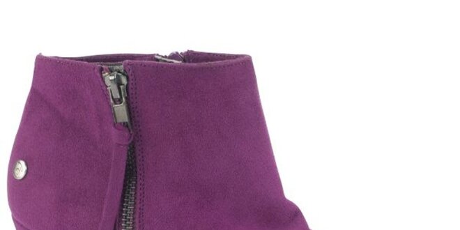 Dámské fialové semišové kotníčkové boty na platformě Blink