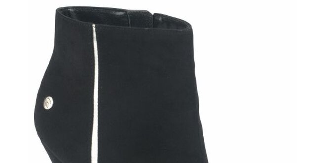 Dámské černo-bílé semišové kotníčkové boty na jehlovém podpatku Blink
