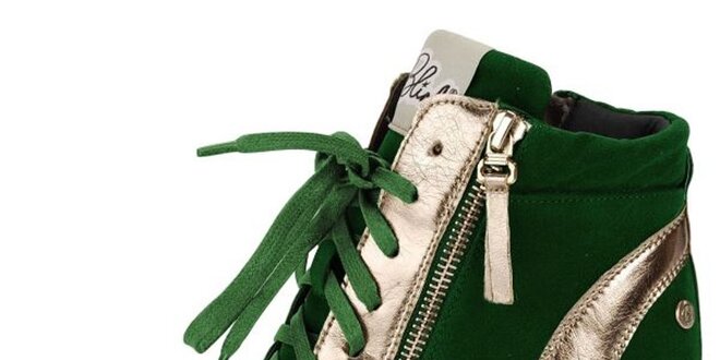 Dámské zeleno-zlaté futuristické kotníčkové boty Blink