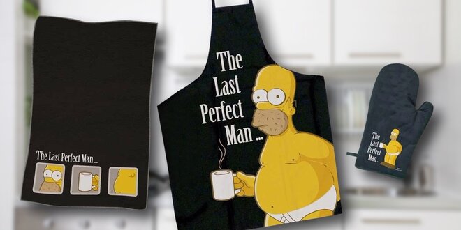 Kuchařský 3 ks set pro dospělé Homer Simpson - Last Perfect Man