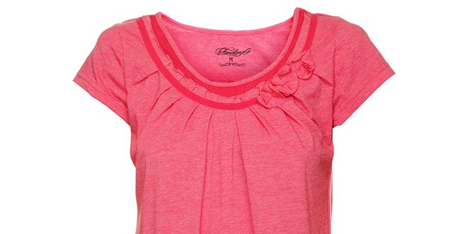 Dámské růžové tričko s řasením Fundango