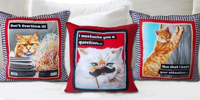 Kvalitní bavlněné polštářky Funny Cats
