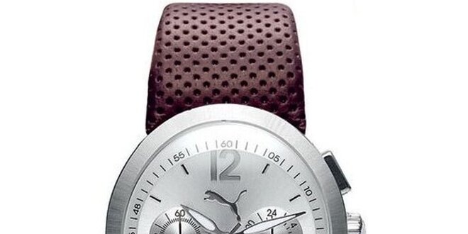Pánské hnědo-stříbrné analogové hodinky Puma