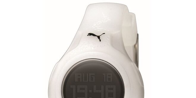 Bílé digitální hodinkys jemným vzorkem Puma