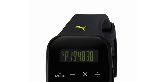 Černé digitální hodinky s klávesnicí Puma