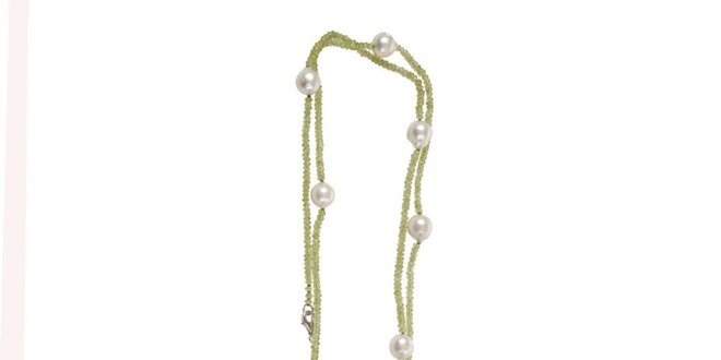 Dámský peridotový náhrdelník Arla s bílými perlami
