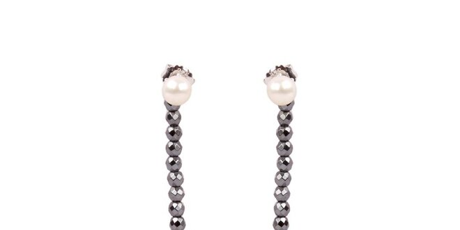 Dámské perlové náušnice Arla s hematitovými kamínky