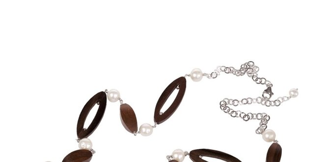 Dámský náhrdelník Arla s perlami a dřevěnými korálky