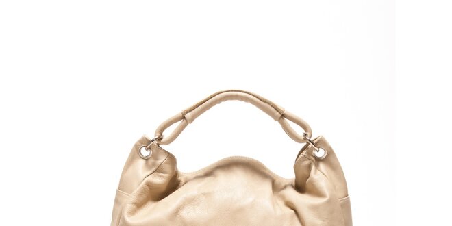 Dámská béžová kožená kabelka oválného tvaru Renata Corsi