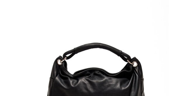 Dámská černá kožená kabelka oválného tvaru Renata Corsi