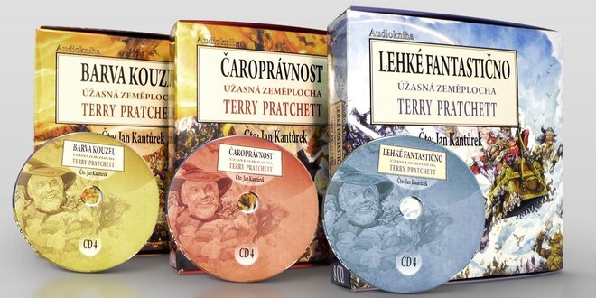 Série prvních tří audioknih Terry Pratchetta na CD