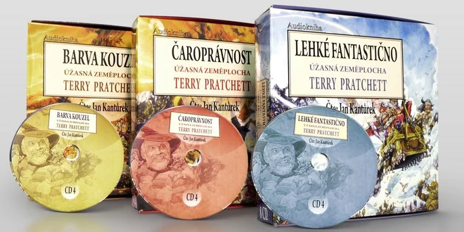 Série prvních tří audioknih Terry Pratchetta na CD