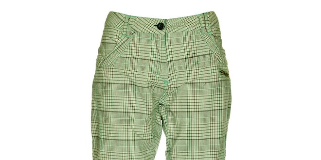 Dámské zeleno-šedé kostkované capri kalhoty Loap