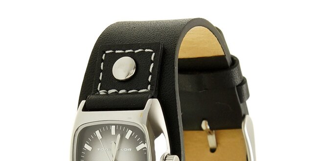 Dámské černé analogové hodinky s koženým řemínkem Tom Tailor