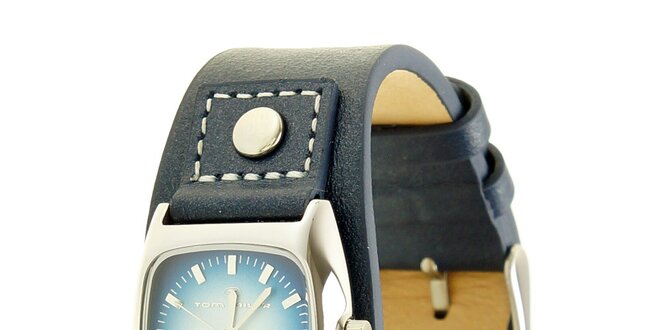 Dámské nebesky modré analogové hodinky s koženým řemínkem Tom Tailor