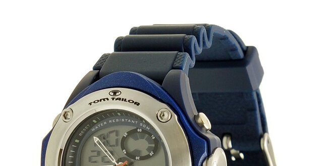 Modré hodinky s digitálním ciferníkem Tom Tailor