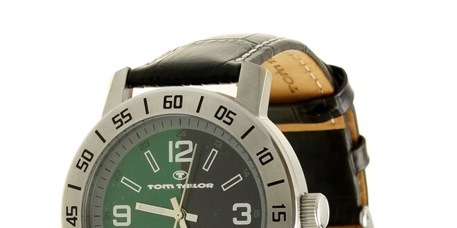 Ocelové analogové unisexové hodinky se zeleno-černým ciferníkem Tom Tailor