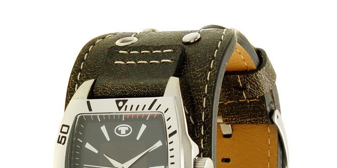 Hnědé náramkové retro hodinky s analogovým ciferníkem Tom Tailor