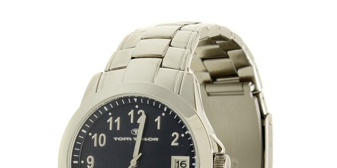 Stříbrno-modré analogové hodinky Tom Tailor