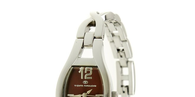 Dámské stříbrné náramkové hodinky s vínovým ciferníkem Tom Tailor