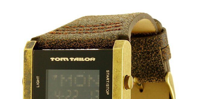 Pánské hnědo-zlaté hodinky s digitálním ciferníkem Tom Tailor