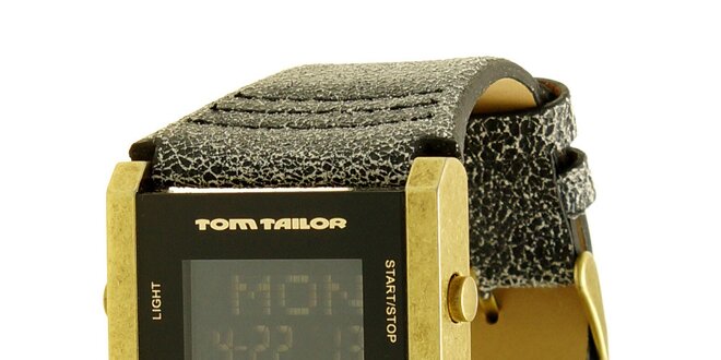 Pánské šedo-zlaté hodinky s digitálním ciferníkem Tom Tailor