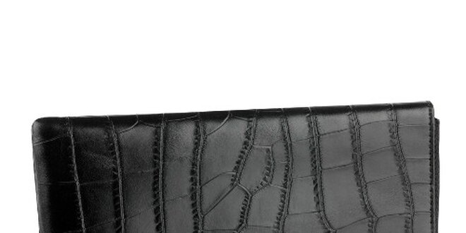 Černá kožená peněženka Lancaster se zlatým zipem