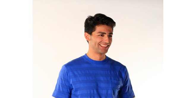 Pánské zářivě modré proužkované tričko Bestebat