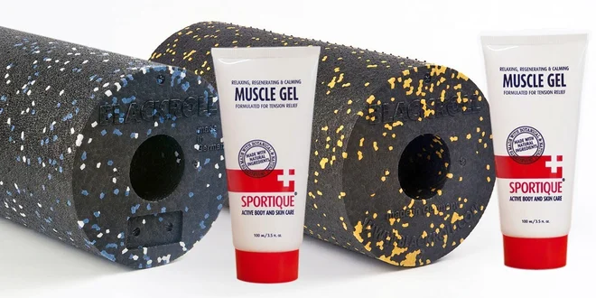Masážní válec a gel na unavené svaly