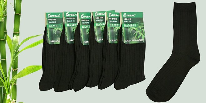 6 párů zdravotních ponožek s bambusovým vláknem