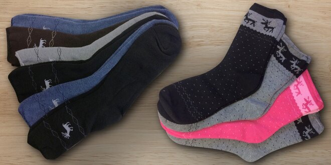 6 párů antibakteriálních thermo ponožek