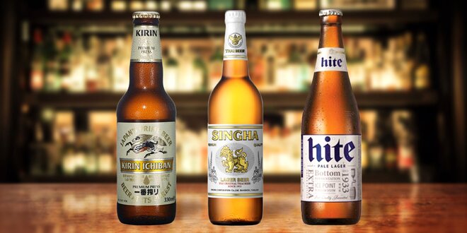 Sada tří exotických piv z Asie