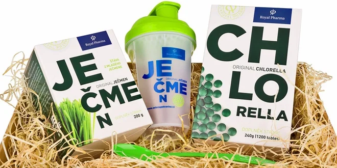 Ječmen a chlorella v dárkovém balení