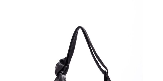 Dámská černá kožená kabelka s uzlem Carla Ferrari