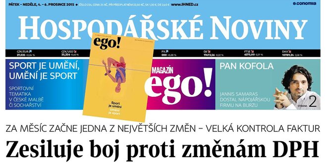 Předplatné pátečních Hospodářských novin a magazínu ego!
