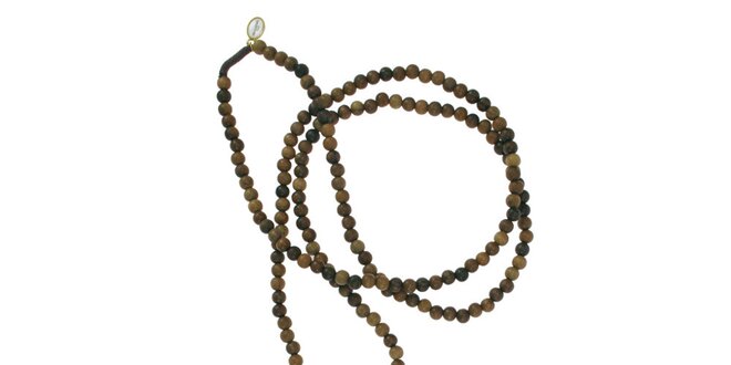 Dámský dřevěný náhrdelník Escapulario se zlatými přívěsky