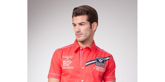 Pánská červená košile s krátkým rukávem a potiskem Bendorff