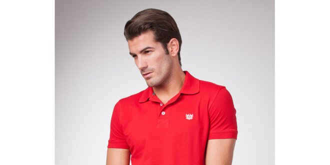 Pánské červené polo tričko s bílými knoflíky Bendorff