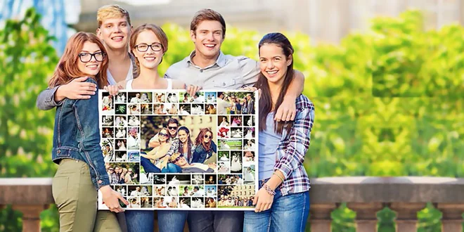 Fotokoláž z vlastních fotografií na plátně
