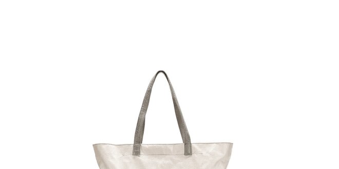Dámská bílá kabelka s šedými nápisy Abbacino