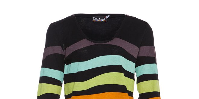 Dámské bavlněné tričko Little Marcel s barevnými proužky a ozdobnými knoflíčky