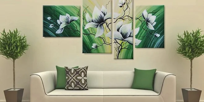 Ručně malované čtyřdílné obrazy