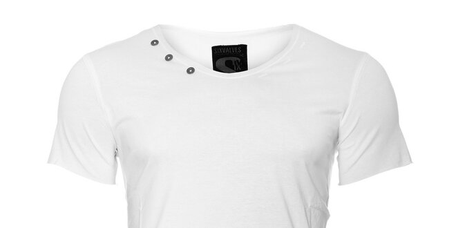 Pánské bílé tričko SixValves se stříbrnými knoflíčky