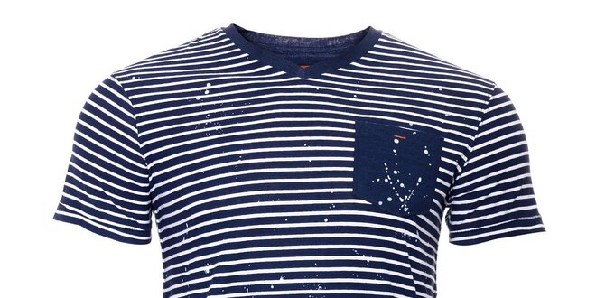 Pánské tričko SixValves s modrým proužkem a kapsičkou