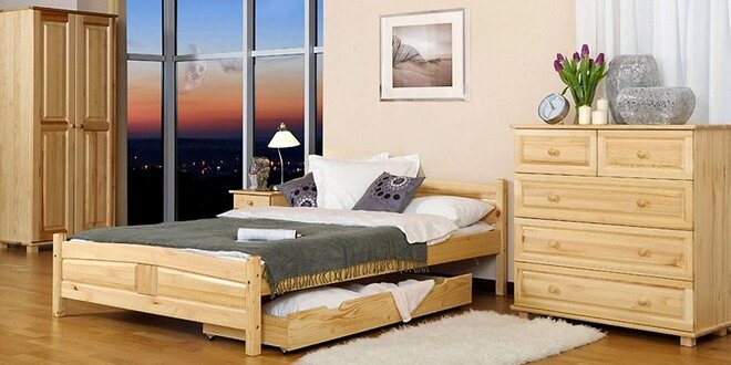 Kvalitní postel z masivu včetně roštu a matrace